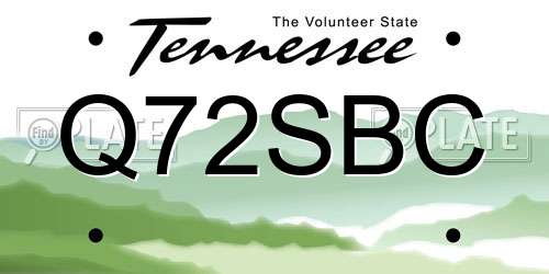 Q72SBC Tennessee License Plate