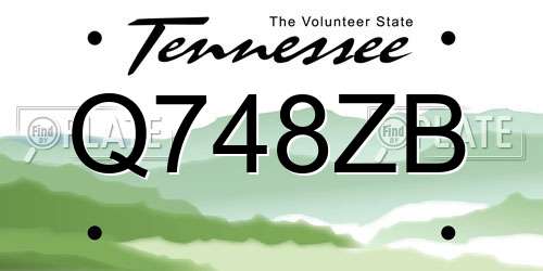 Q748ZB Tennessee License Plate