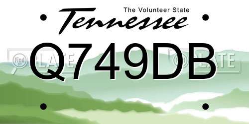 Q749DB Tennessee License Plate
