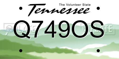 Q749OS Tennessee License Plate