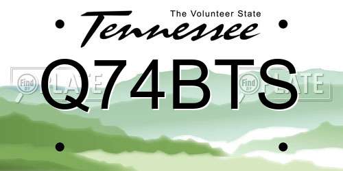 Q74BTS Tennessee License Plate