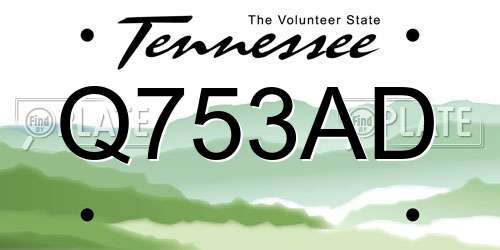 Q753AD Tennessee License Plate