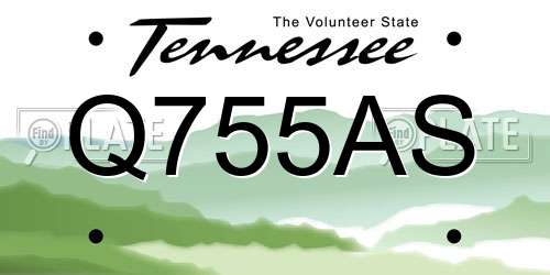 Q755AS Tennessee License Plate