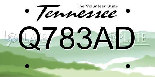 Q783AD Tennessee License Plate