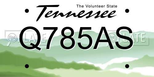 Q785AS Tennessee License Plate