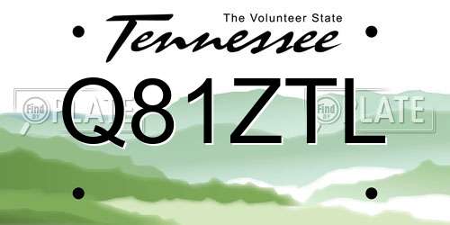 Q81ZTL Tennessee License Plate
