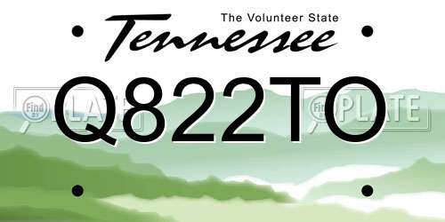 Q822TO Tennessee License Plate