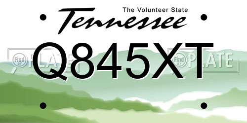 Q845XT Tennessee License Plate