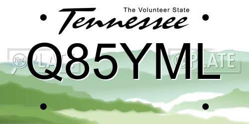 Q85YML Tennessee License Plate