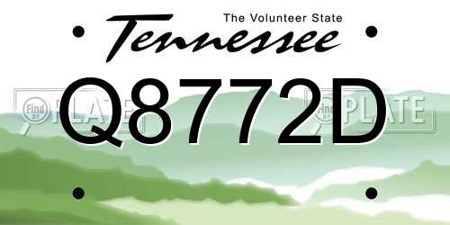 Q8772D Tennessee License Plate