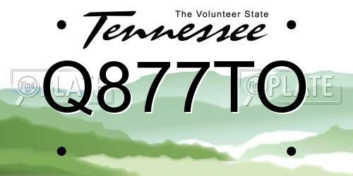 Q877TO Tennessee License Plate