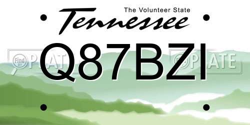 Q87BZI Tennessee License Plate