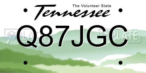 Q87JGC Tennessee License Plate