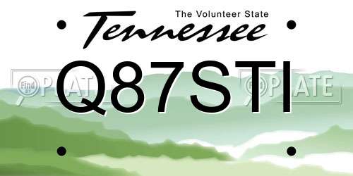 Q87STI Tennessee License Plate