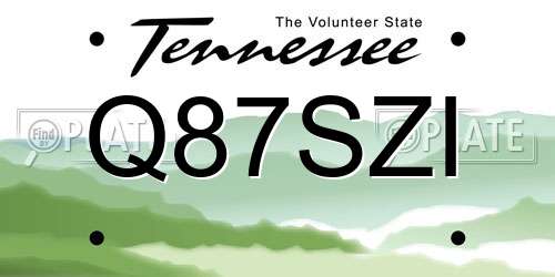 Q87SZI Tennessee License Plate