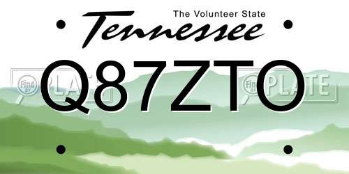 Q87ZTO Tennessee License Plate
