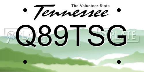 Q89TSG Tennessee License Plate