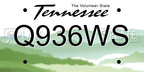 Q936WS Tennessee License Plate