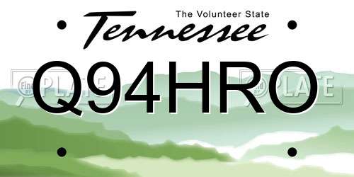 Q94HRO Tennessee License Plate