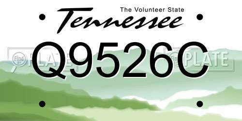 Q9526C Tennessee License Plate