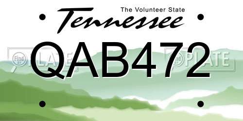 QAB472 Tennessee License Plate