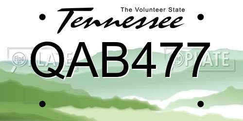 QAB477 Tennessee License Plate