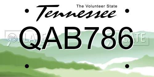 QAB786 Tennessee License Plate