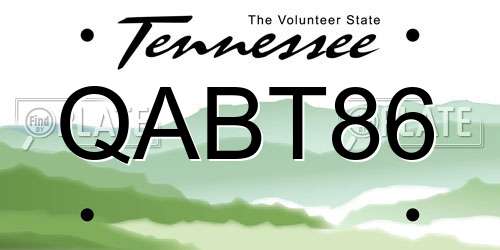 QABT86 Tennessee License Plate
