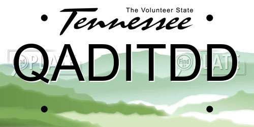 QADITDD Tennessee License Plate