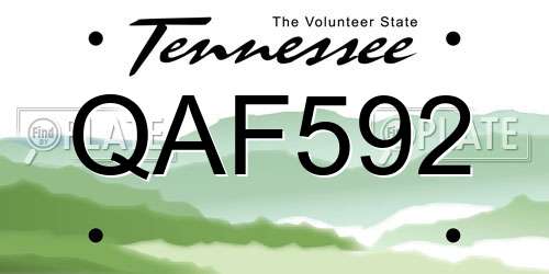 QAF592 Tennessee License Plate