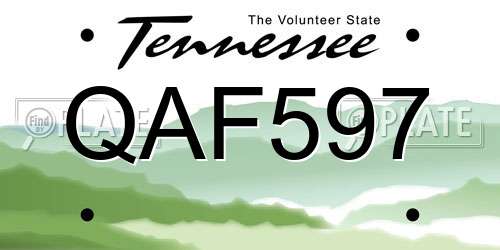 QAF597 Tennessee License Plate