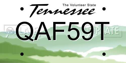 QAF59T Tennessee License Plate