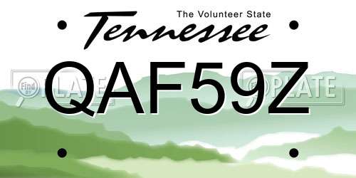 QAF59Z Tennessee License Plate