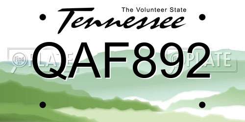 QAF892 Tennessee License Plate
