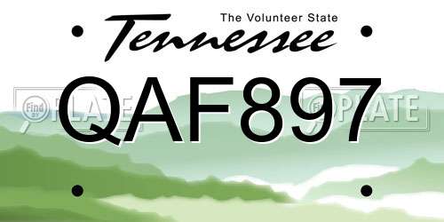 QAF897 Tennessee License Plate