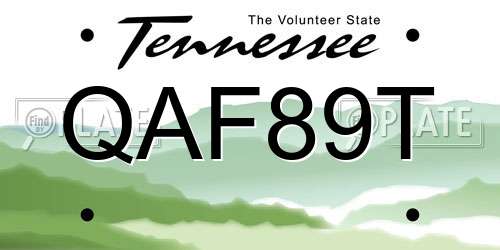 QAF89T Tennessee License Plate