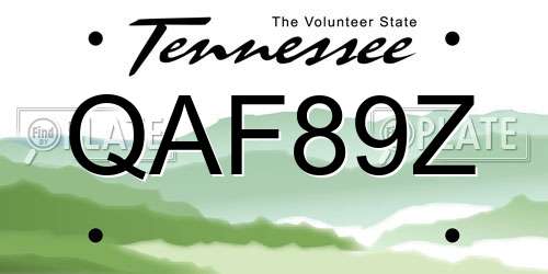 QAF89Z Tennessee License Plate