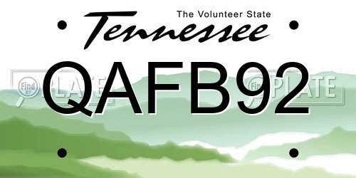 QAFB92 Tennessee License Plate