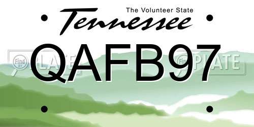 QAFB97 Tennessee License Plate