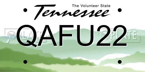 QAFU22 Tennessee License Plate