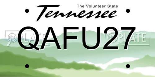 QAFU27 Tennessee License Plate