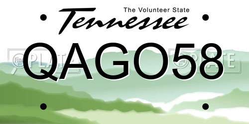 QAGO58 Tennessee License Plate