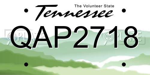 QAP2718 Tennessee License Plate