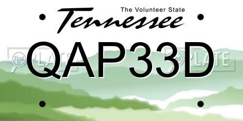 QAP33D Tennessee License Plate