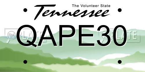 QAPE30 Tennessee License Plate