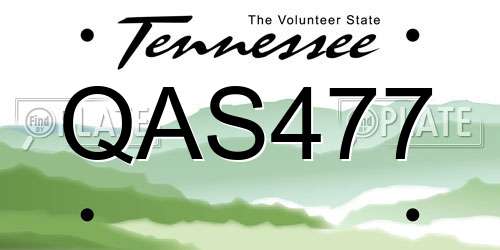 QAS477 Tennessee License Plate