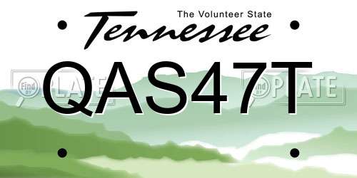 QAS47T Tennessee License Plate