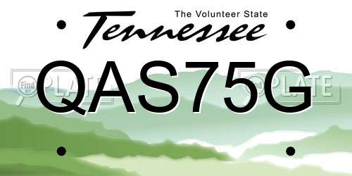 QAS75G Tennessee License Plate