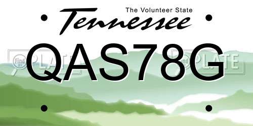 QAS78G Tennessee License Plate