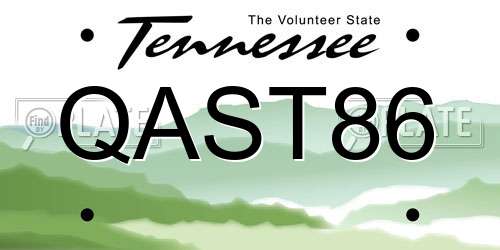 QAST86 Tennessee License Plate